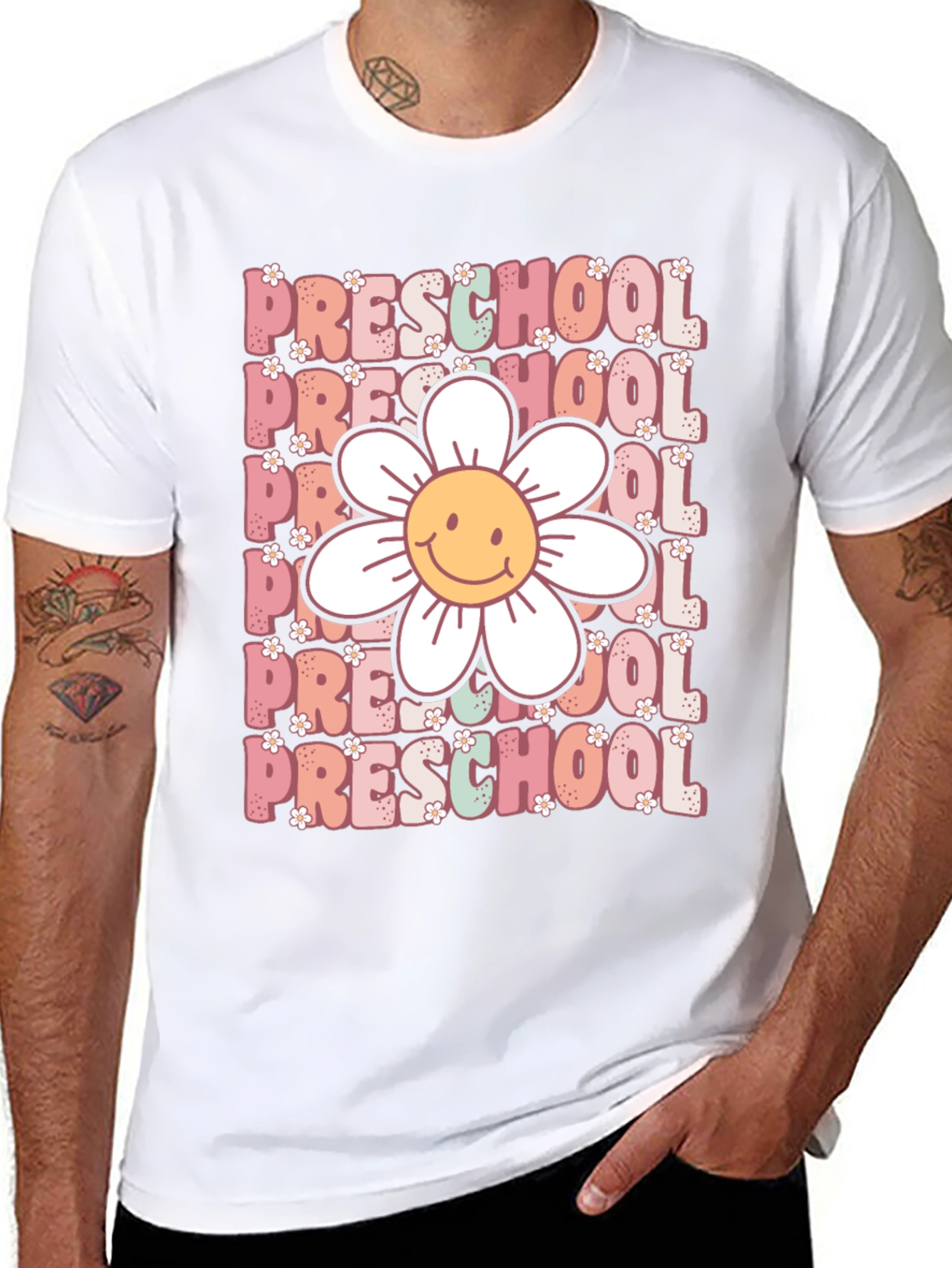 Preschool Teacher T-Shirt - Floral Graphic