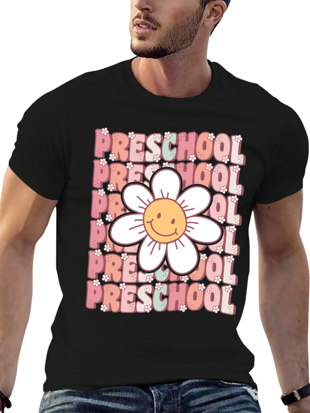 Preschool Teacher T-Shirt - Floral Graphic