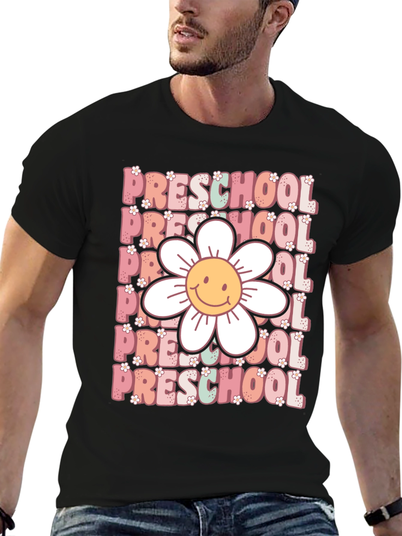 Preschool Teacher T-Shirt - Floral Graphic
