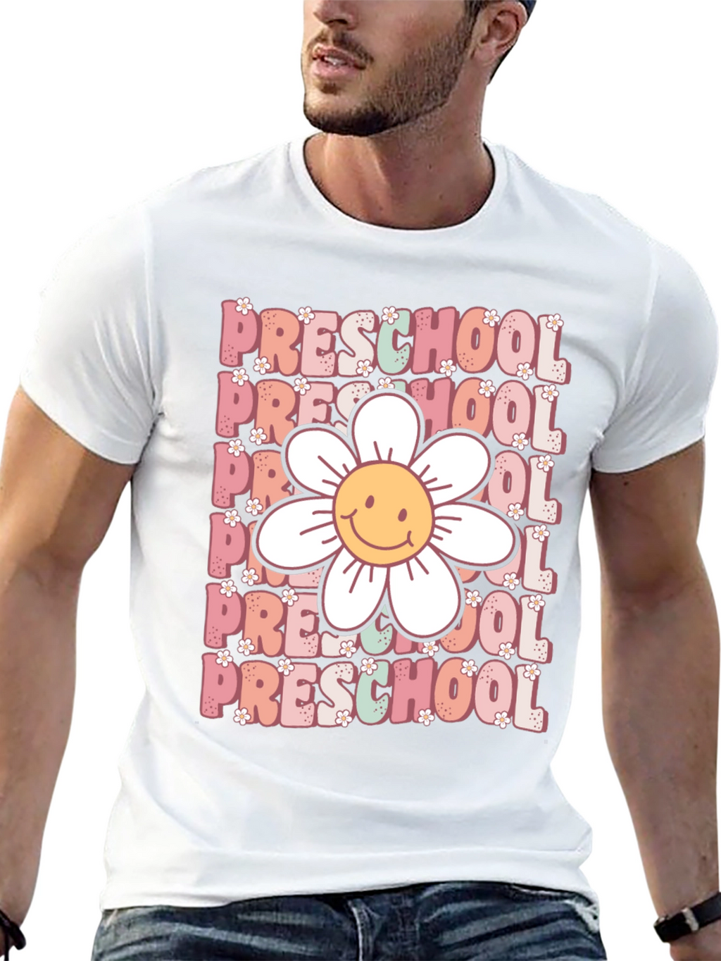 Preschool Teacher T-Shirt - Floral Graphic