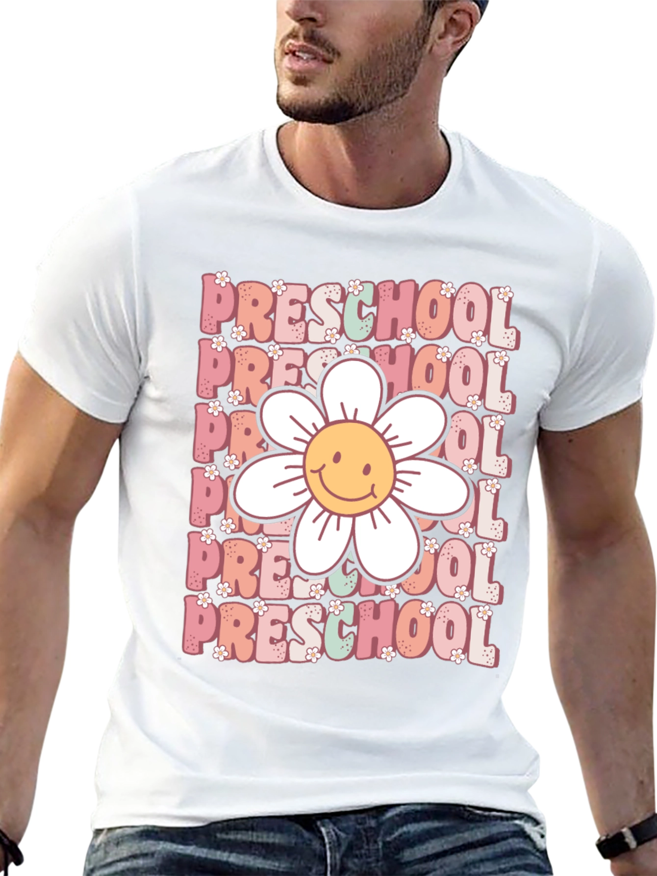 Preschool Teacher T-Shirt - Floral Graphic