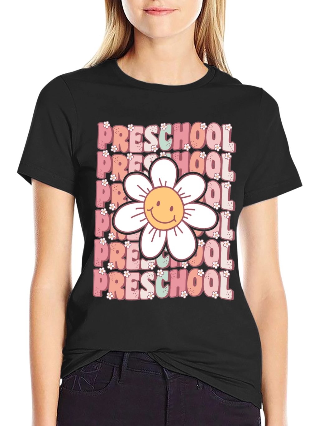 Preschool Teacher T-Shirt - Floral Graphic