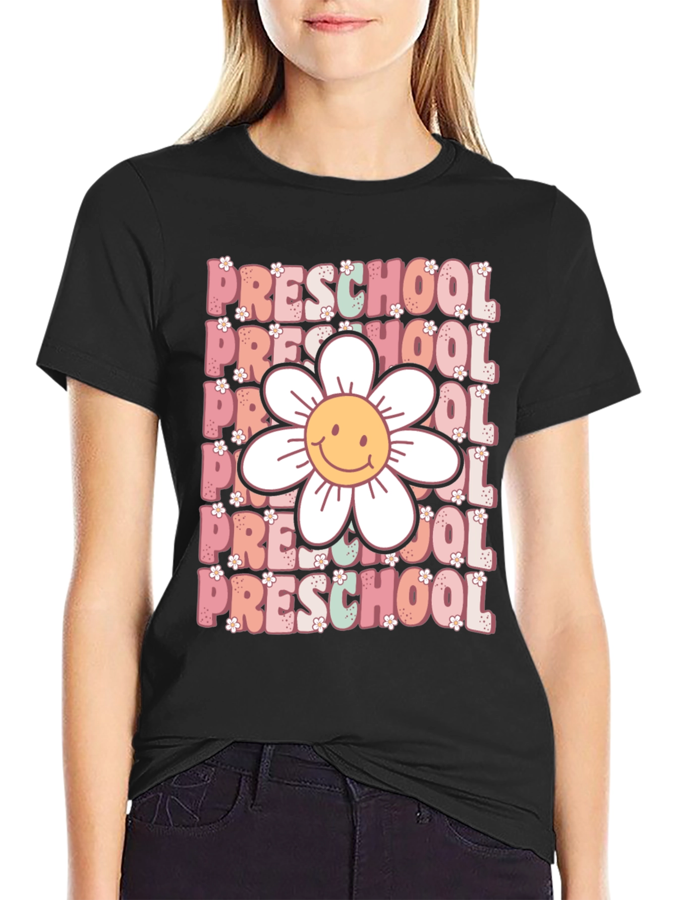 Preschool Teacher T-Shirt - Floral Graphic