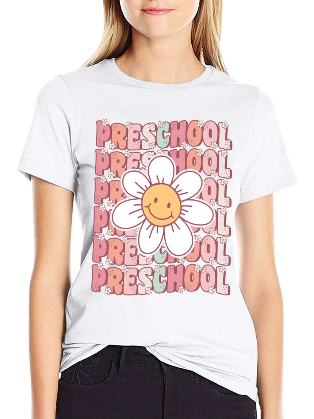Preschool Teacher T-Shirt - Floral Graphic