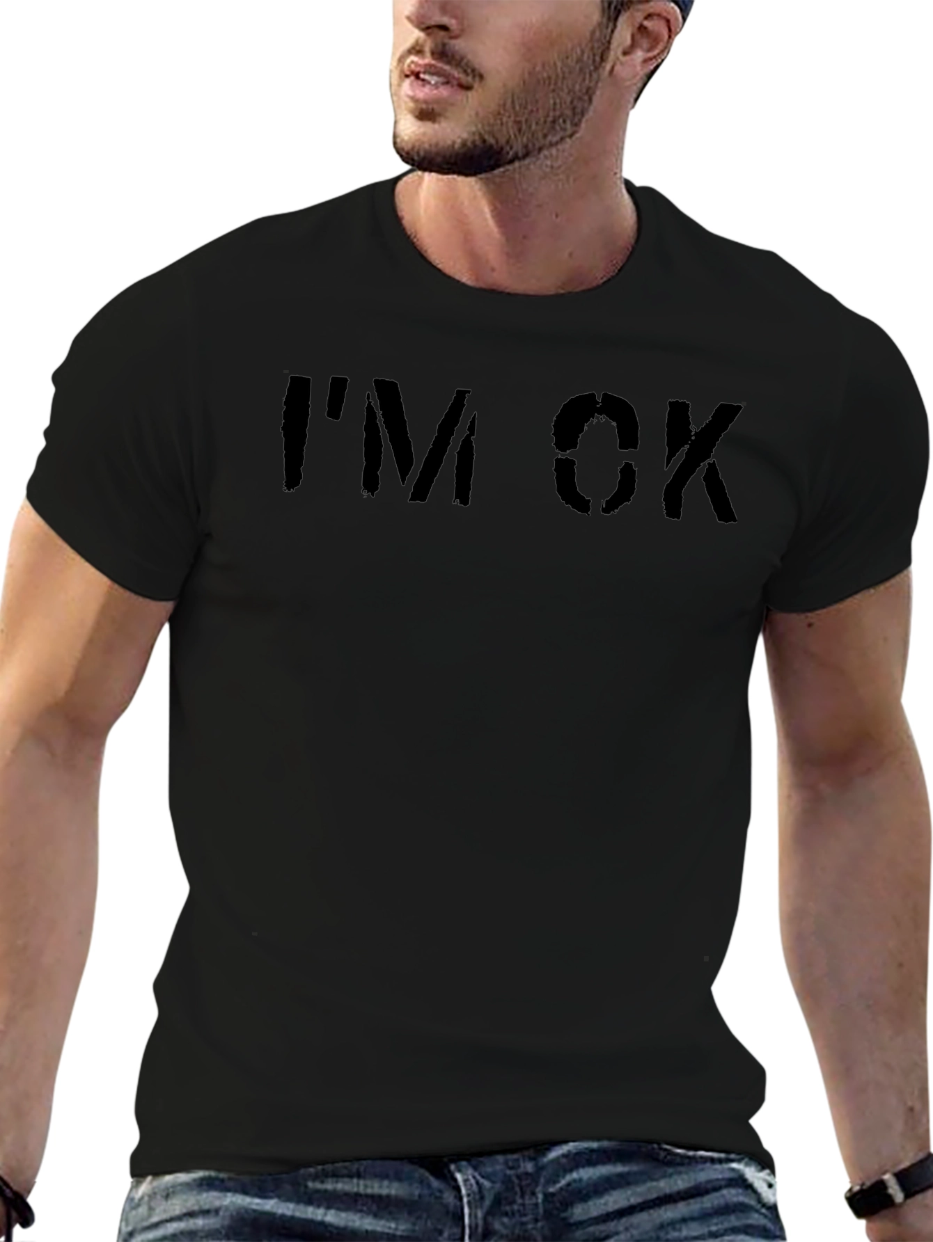 Im OK Graphic Tee - Black Casual T-Shirt