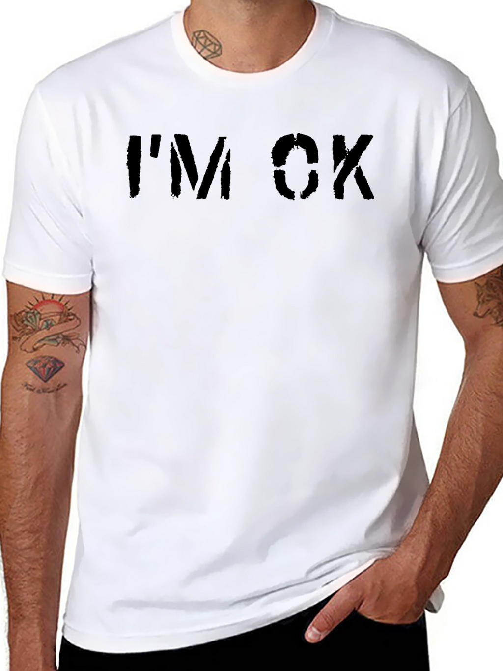 Im OK Graphic Tee - Black Casual T-Shirt