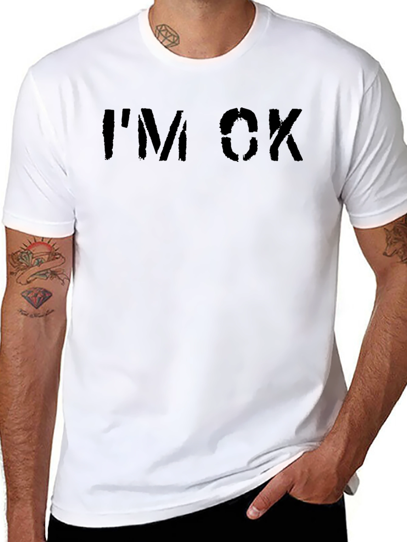 Im OK Graphic Tee - Black Casual T-Shirt