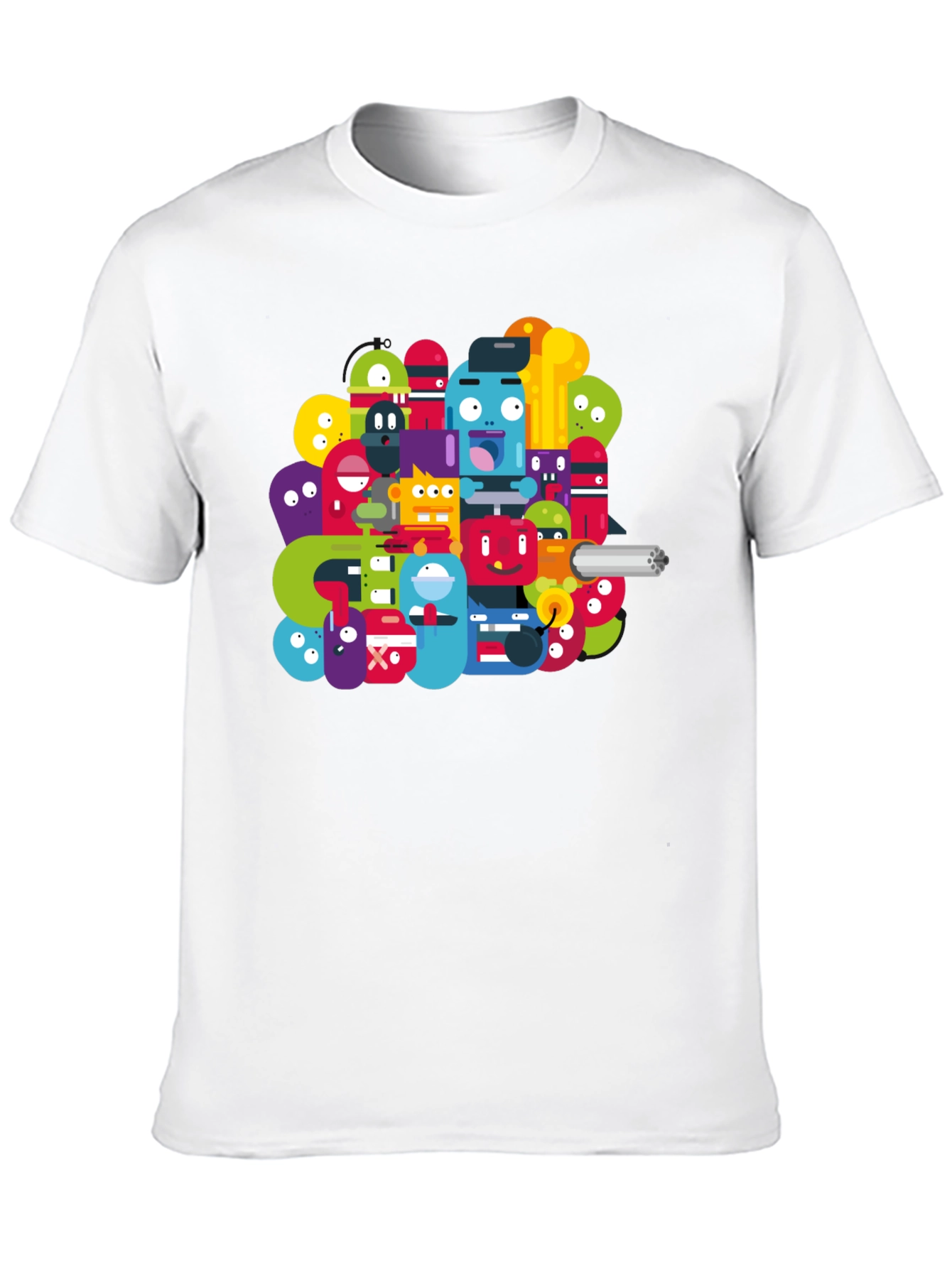 Funky Cartoon Character Graphic Black T-Shirt