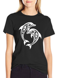 Tribal Dolphin Graphic Black T-Shirt