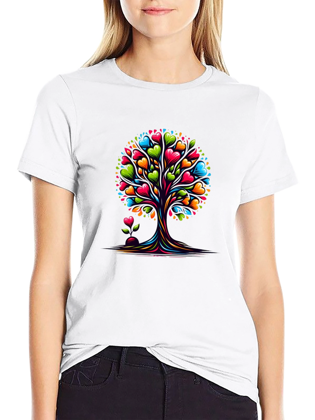 Heart Tree Graphic Tee - Stylish Black T-Shirt
