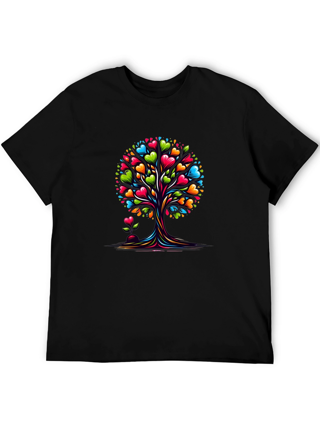 Heart Tree Graphic Tee - Stylish Black T-Shirt