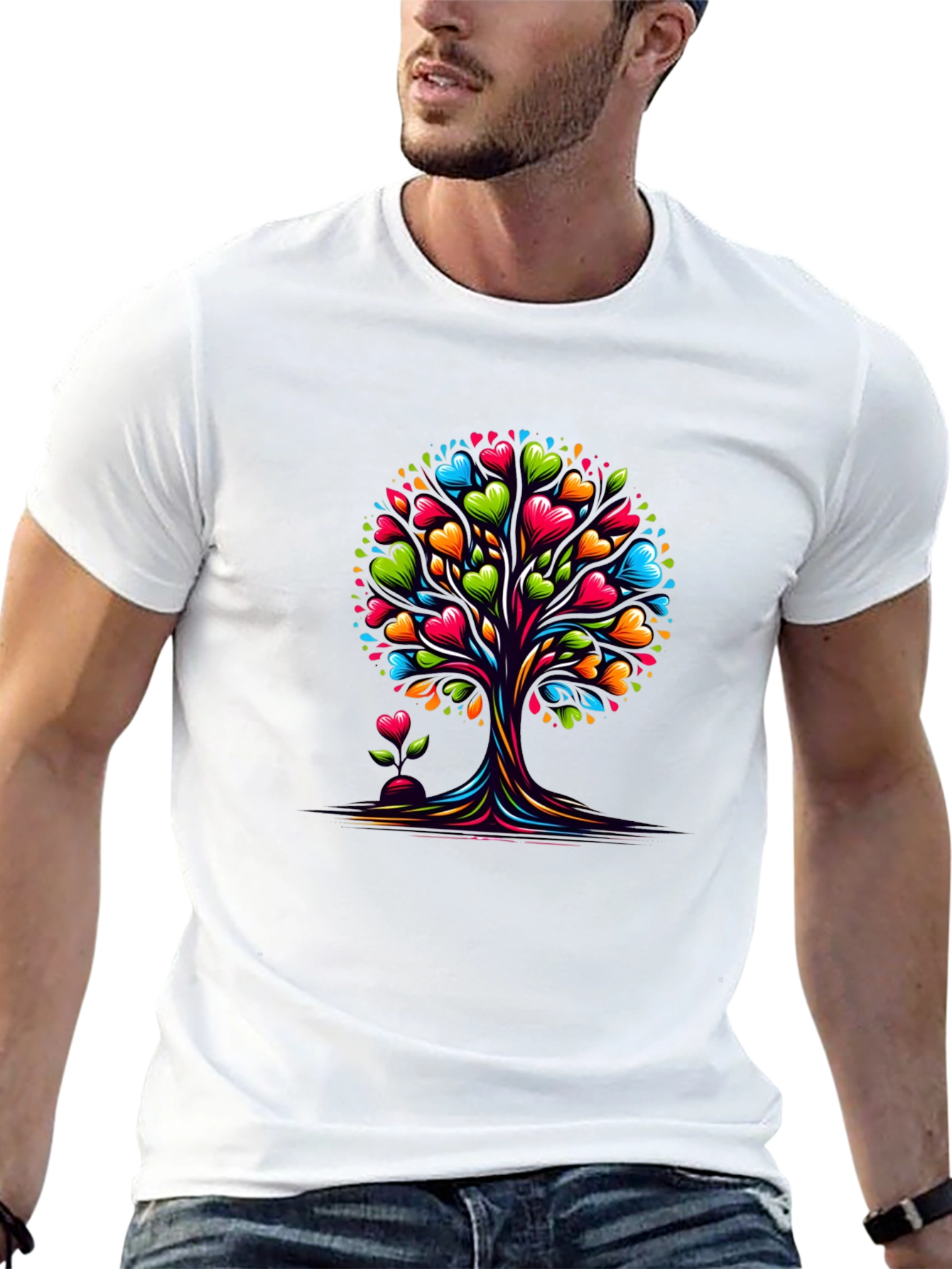 Heart Tree Graphic Tee - Stylish Black T-Shirt