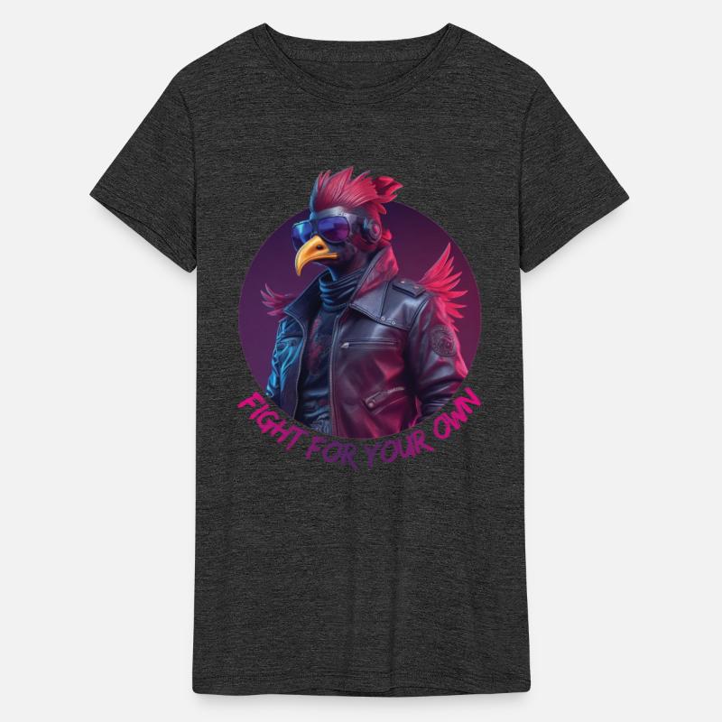 Rebellious rooster with red feathers