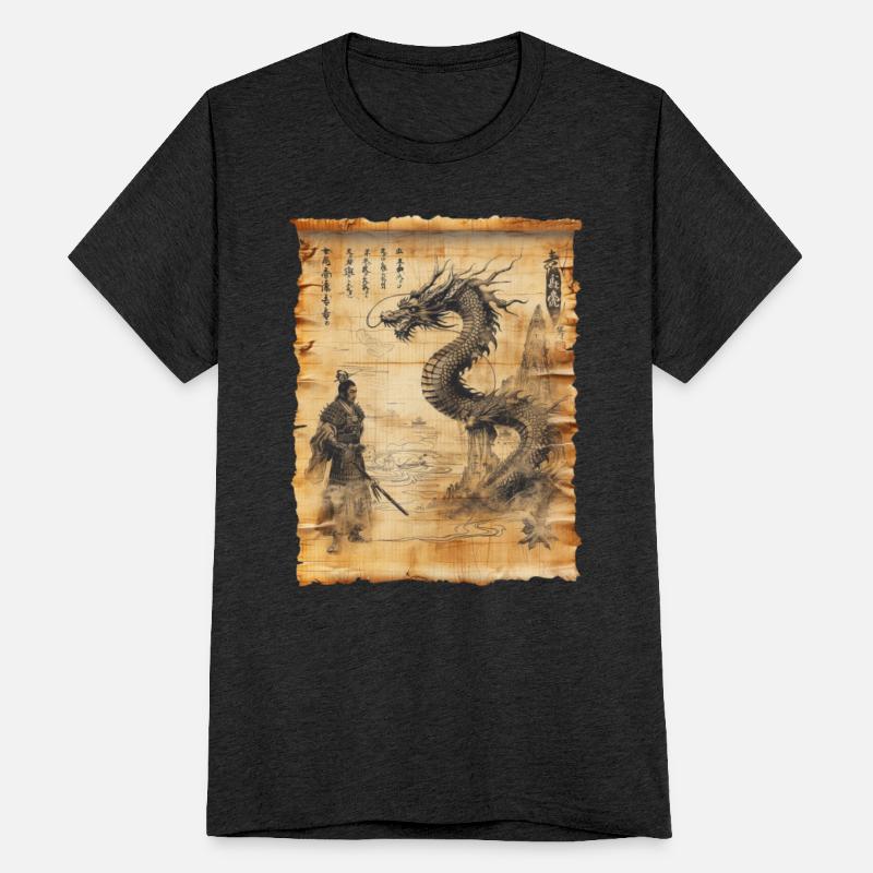 Retro Dragon Papyrus Scroll Japanese Art