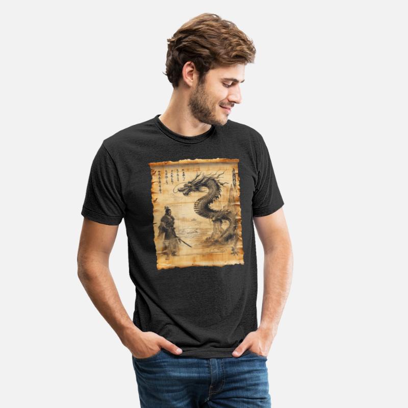Retro Dragon Papyrus Scroll Japanese Art