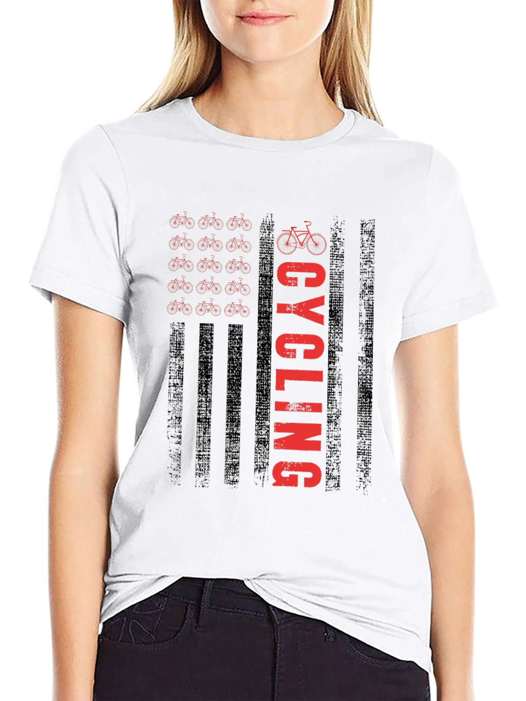 Cycling USA Flag Graphic T-Shirt