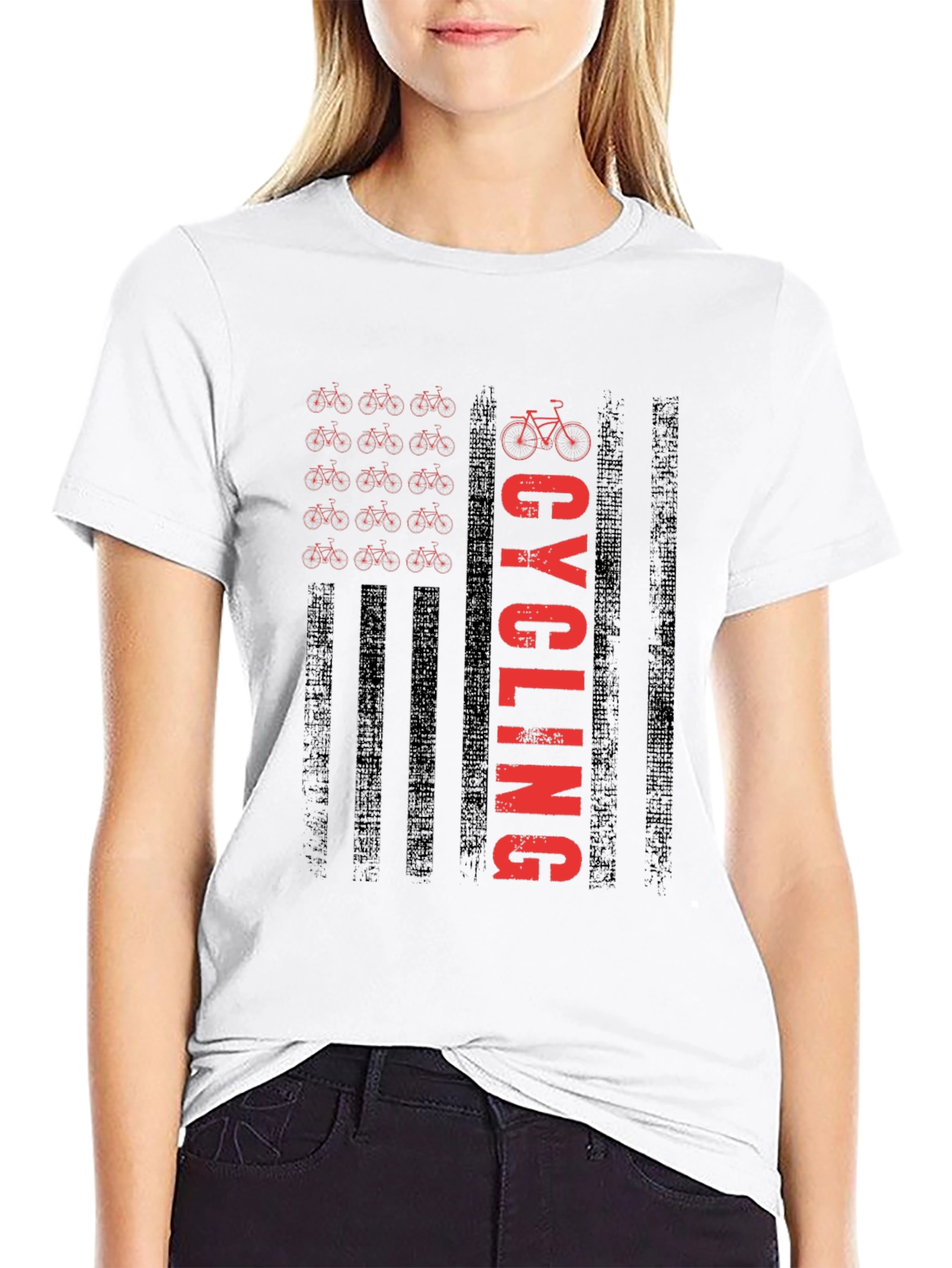 Cycling USA Flag Graphic T-Shirt