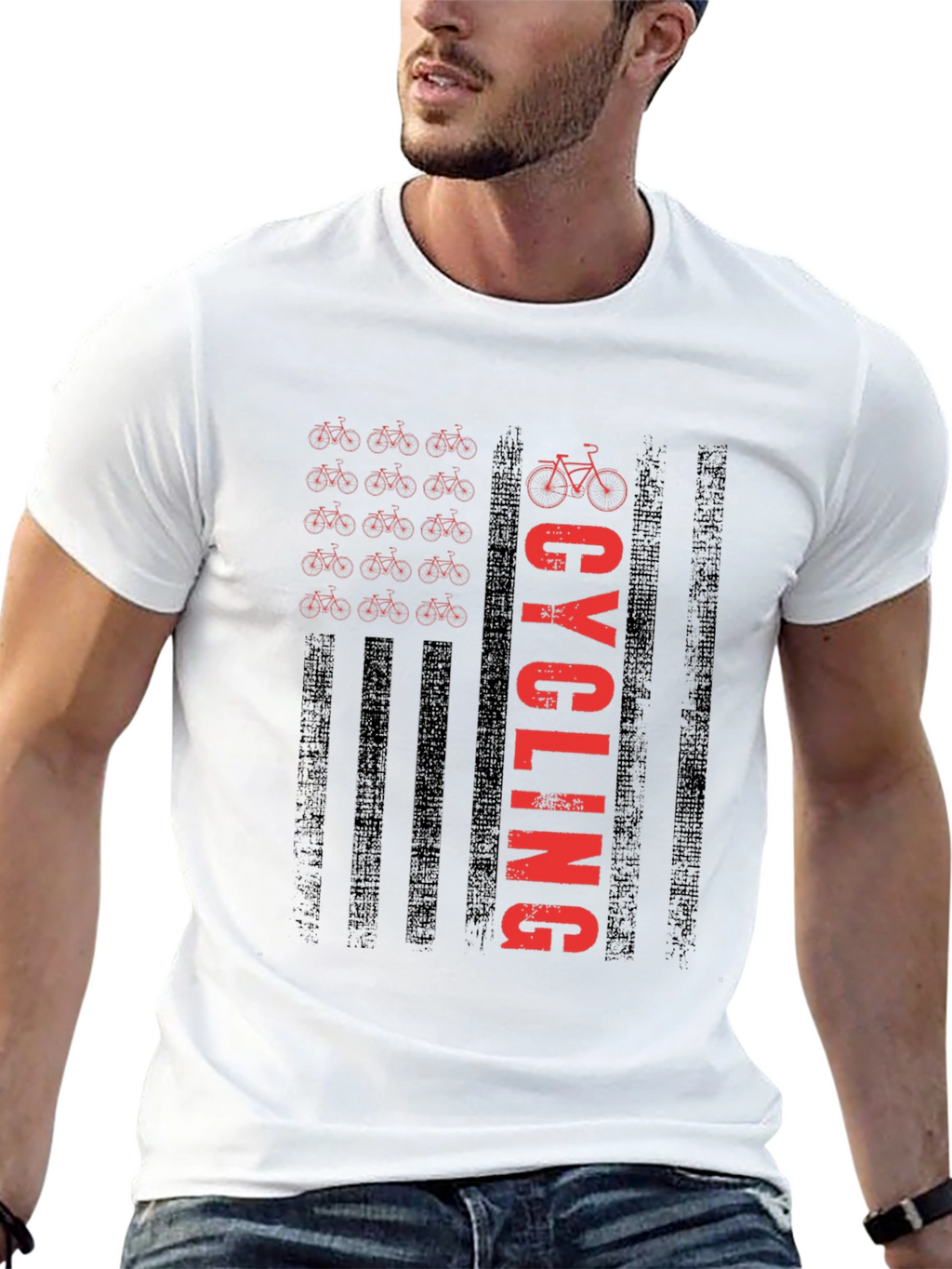 Cycling USA Flag Graphic T-Shirt