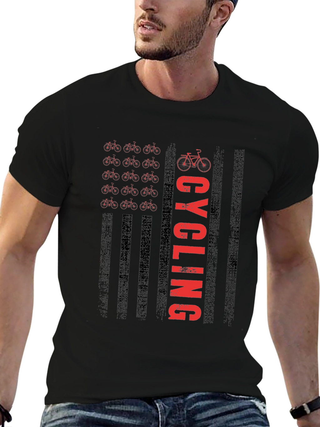 Cycling USA Flag Graphic T-Shirt