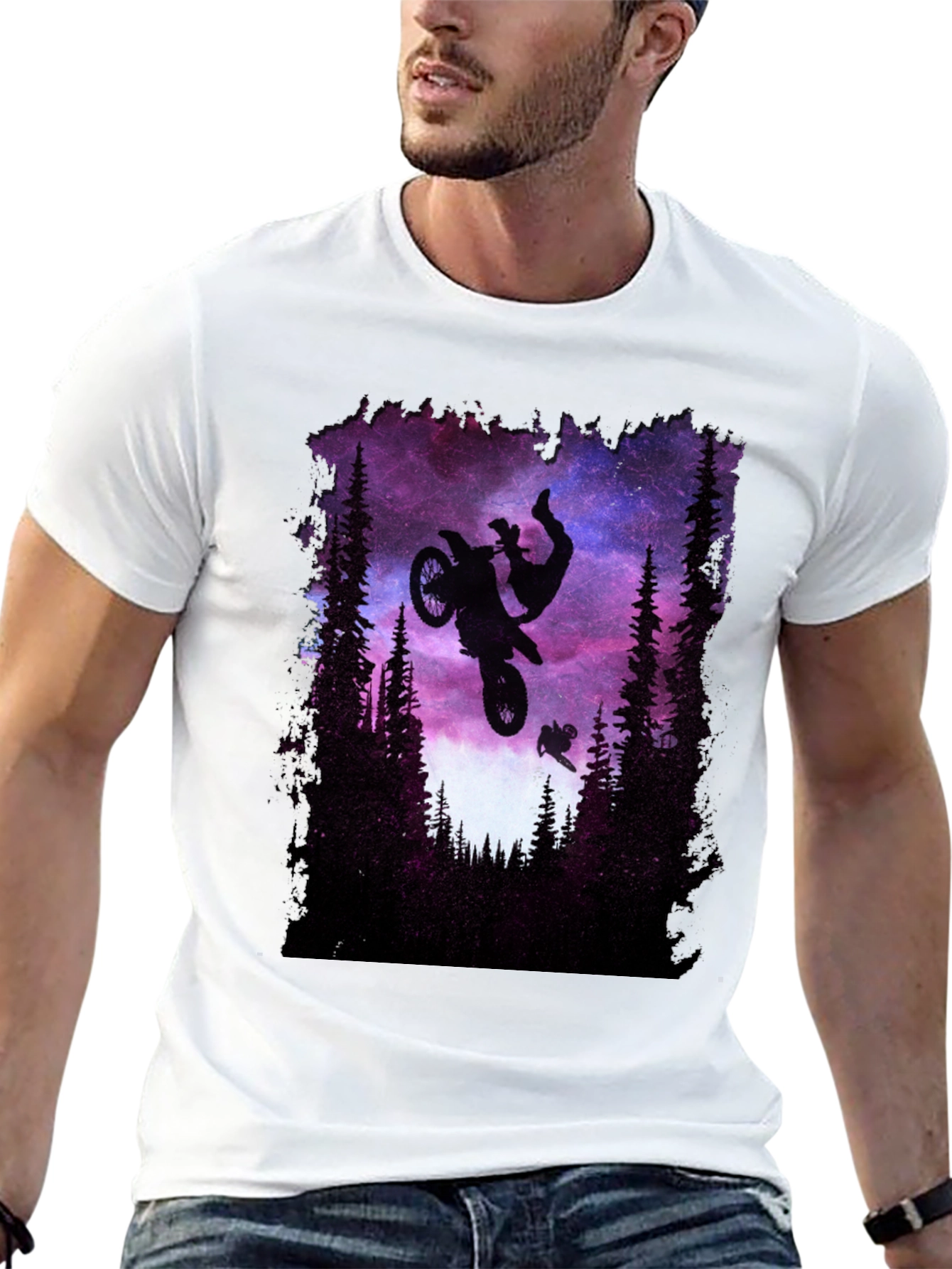 Motocross Stunt Galaxy Graphic Tee