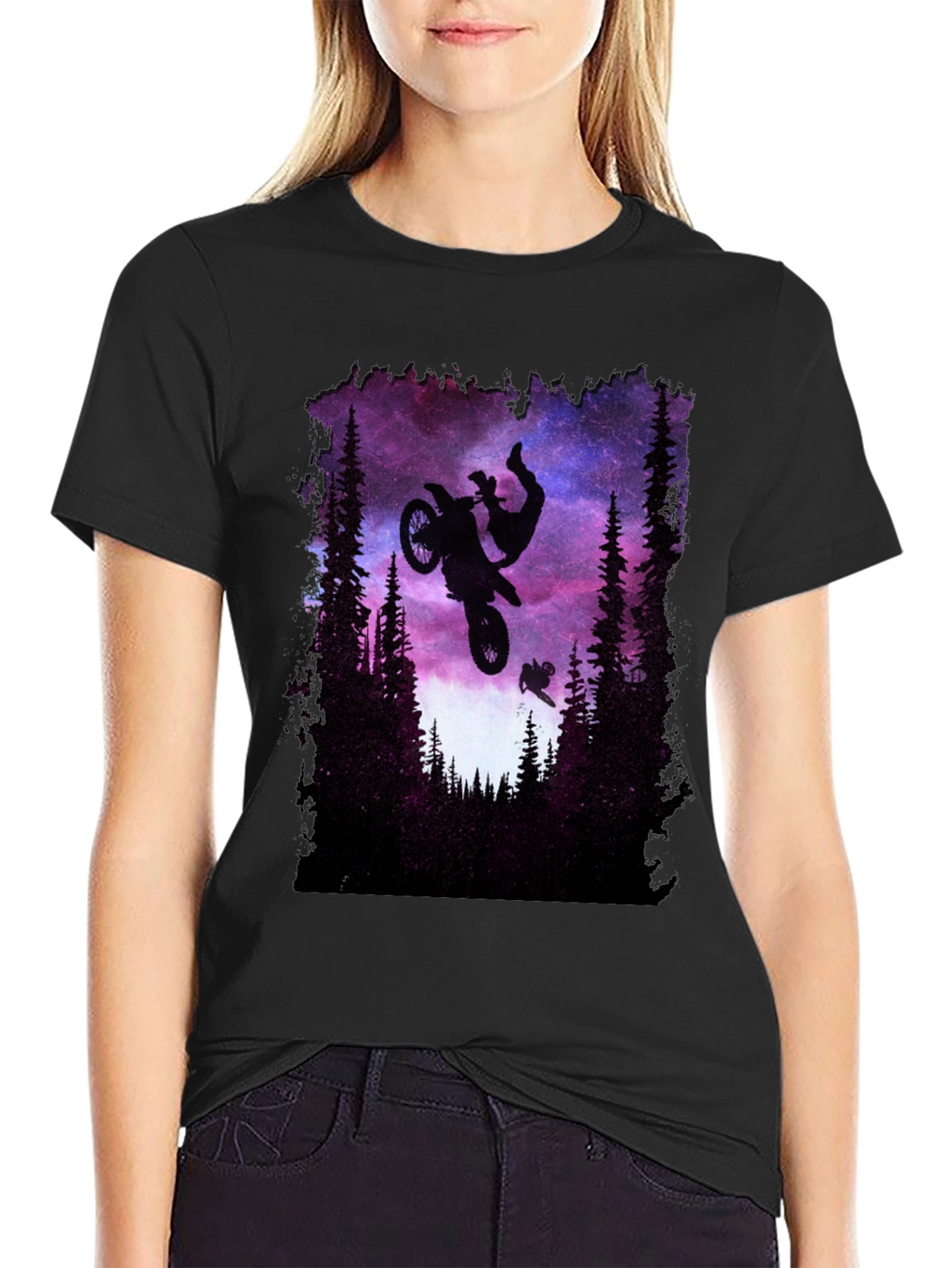 Motocross Stunt Galaxy Graphic Tee