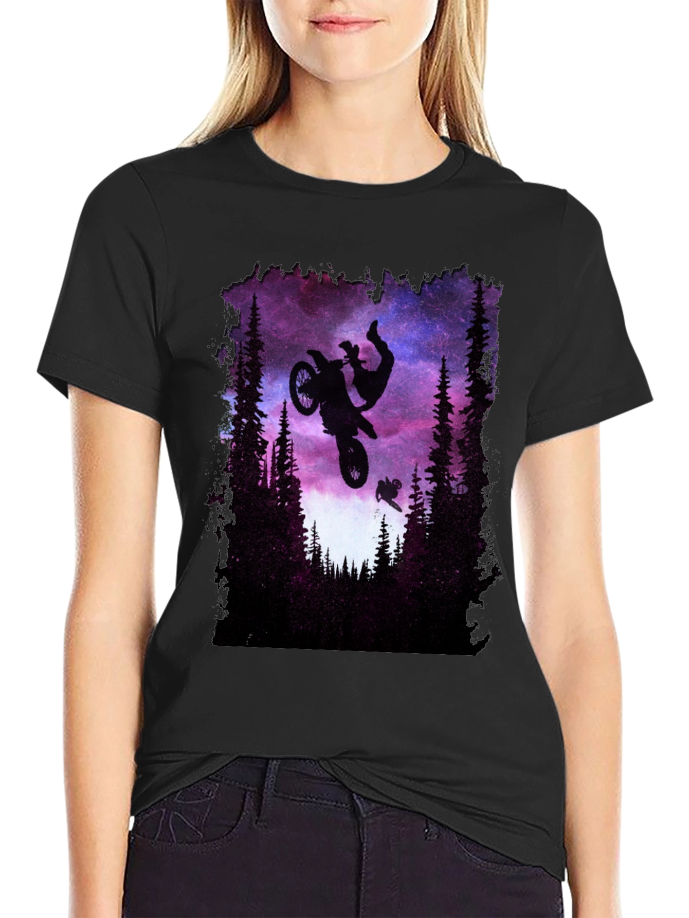 Motocross Stunt Galaxy Graphic Tee