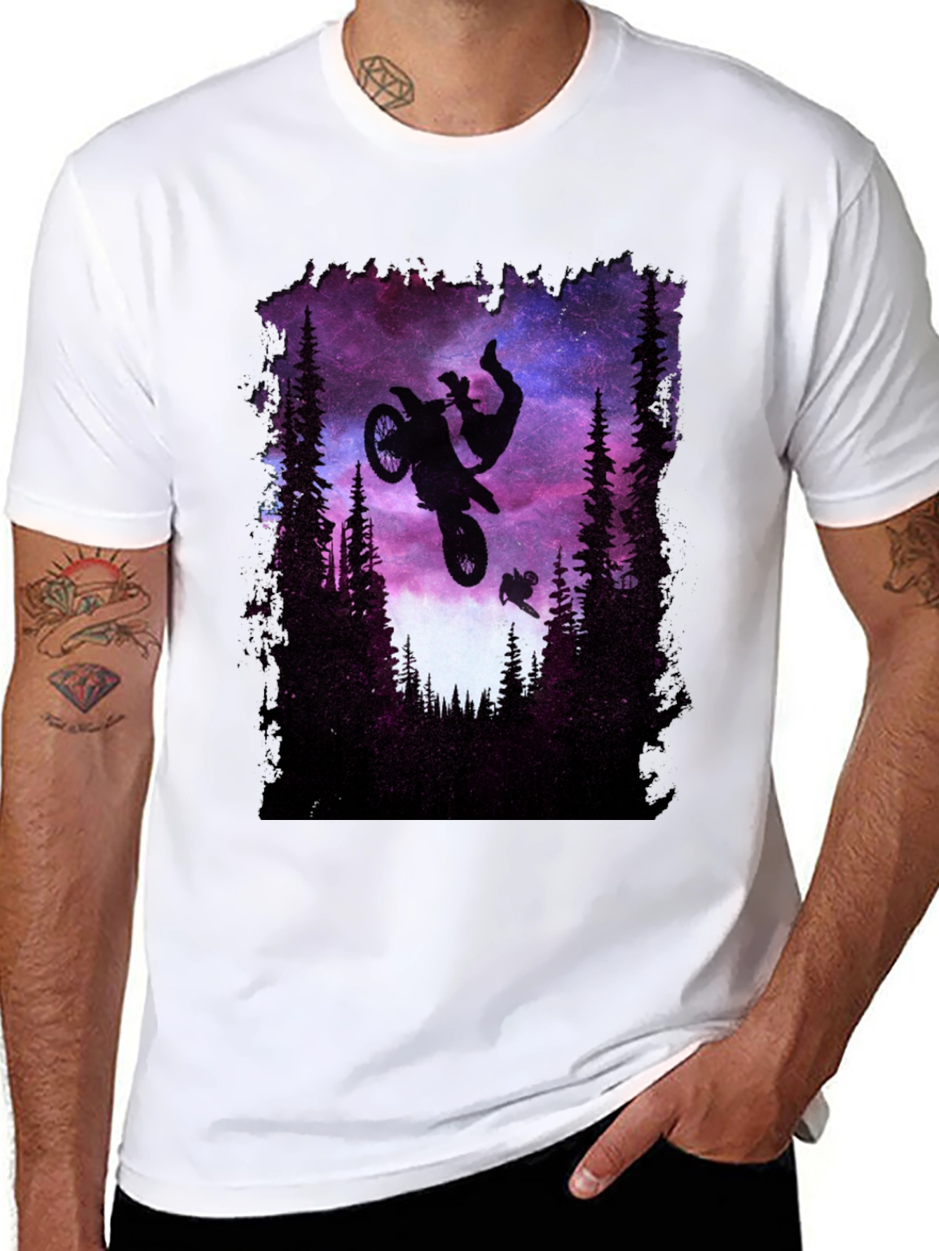 Motocross Stunt Galaxy Graphic Tee