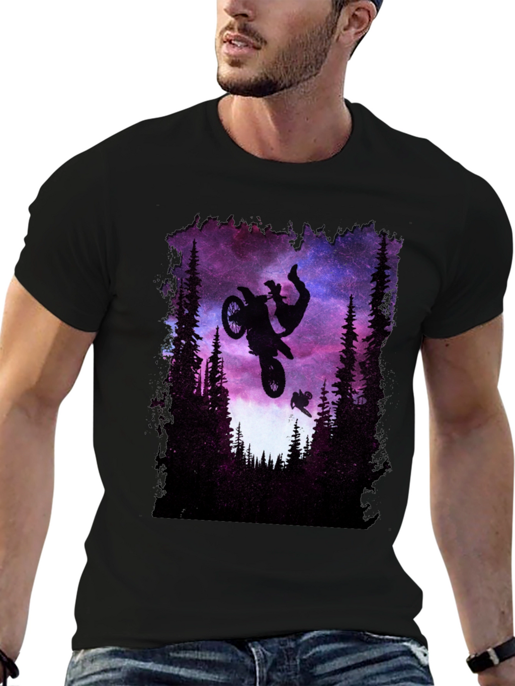 Motocross Stunt Galaxy Graphic Tee