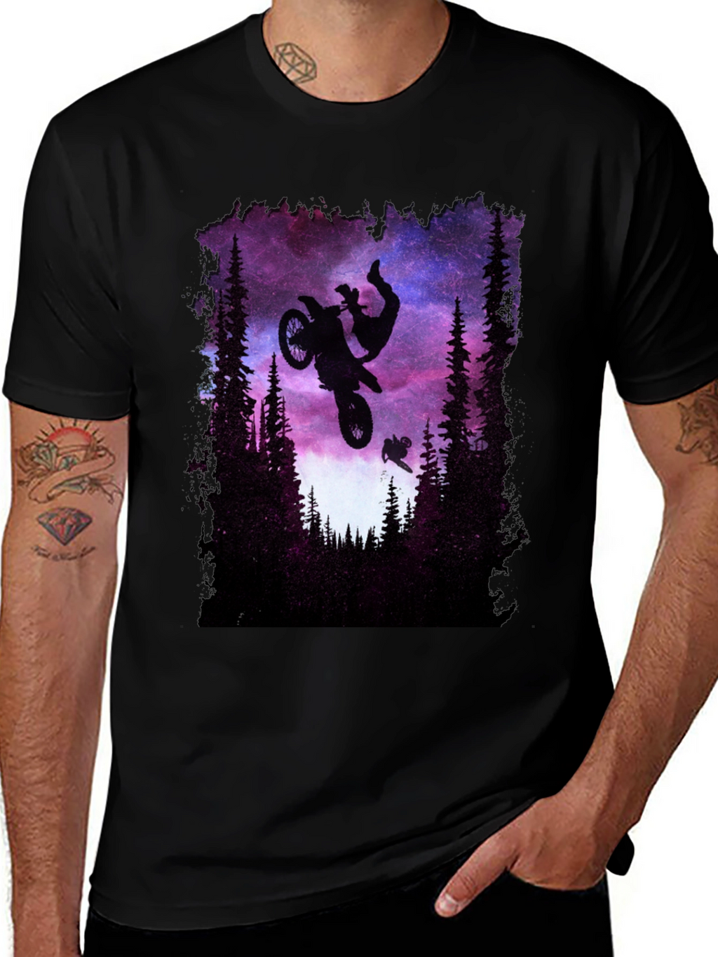 Motocross Stunt Galaxy Graphic Tee