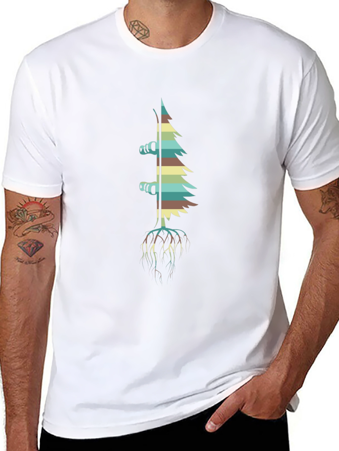 Retro Ski Tree Black T-Shirt
