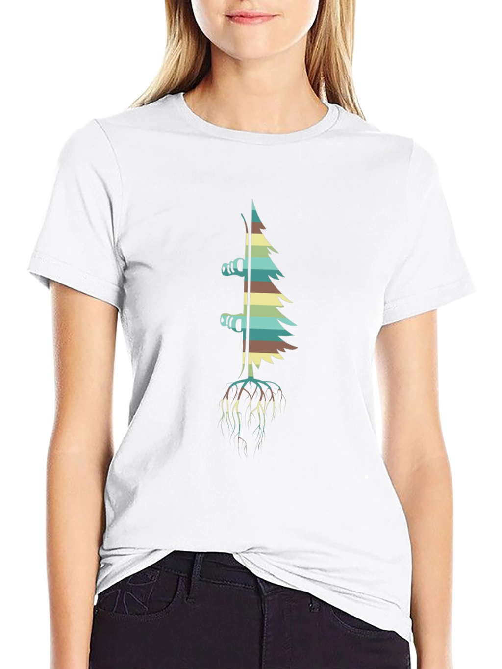 Retro Ski Tree Black T-Shirt