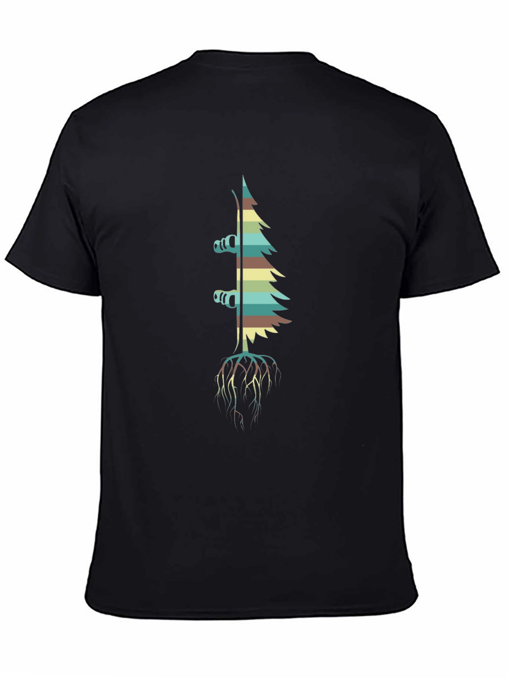 Retro Ski Tree Black T-Shirt