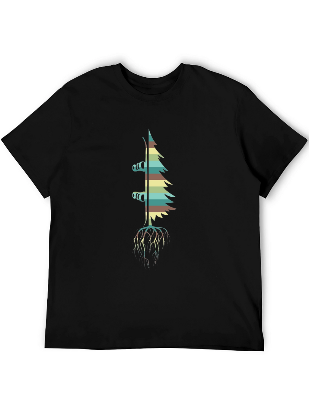 Retro Ski Tree Black T-Shirt