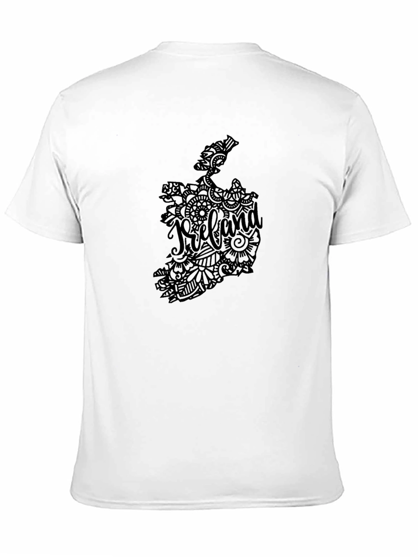 Ireland Map Floral Design Black T-Shirt