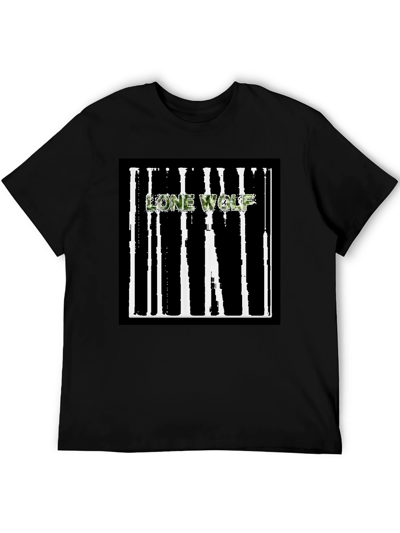 Lone Wolf Graphic Tee - Black Cotton Blend T-Shirt