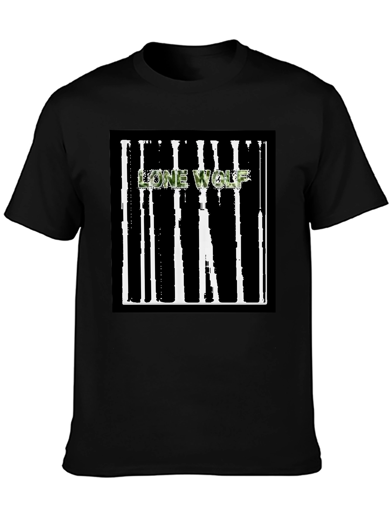 Lone Wolf Graphic Tee - Black Cotton Blend T-Shirt