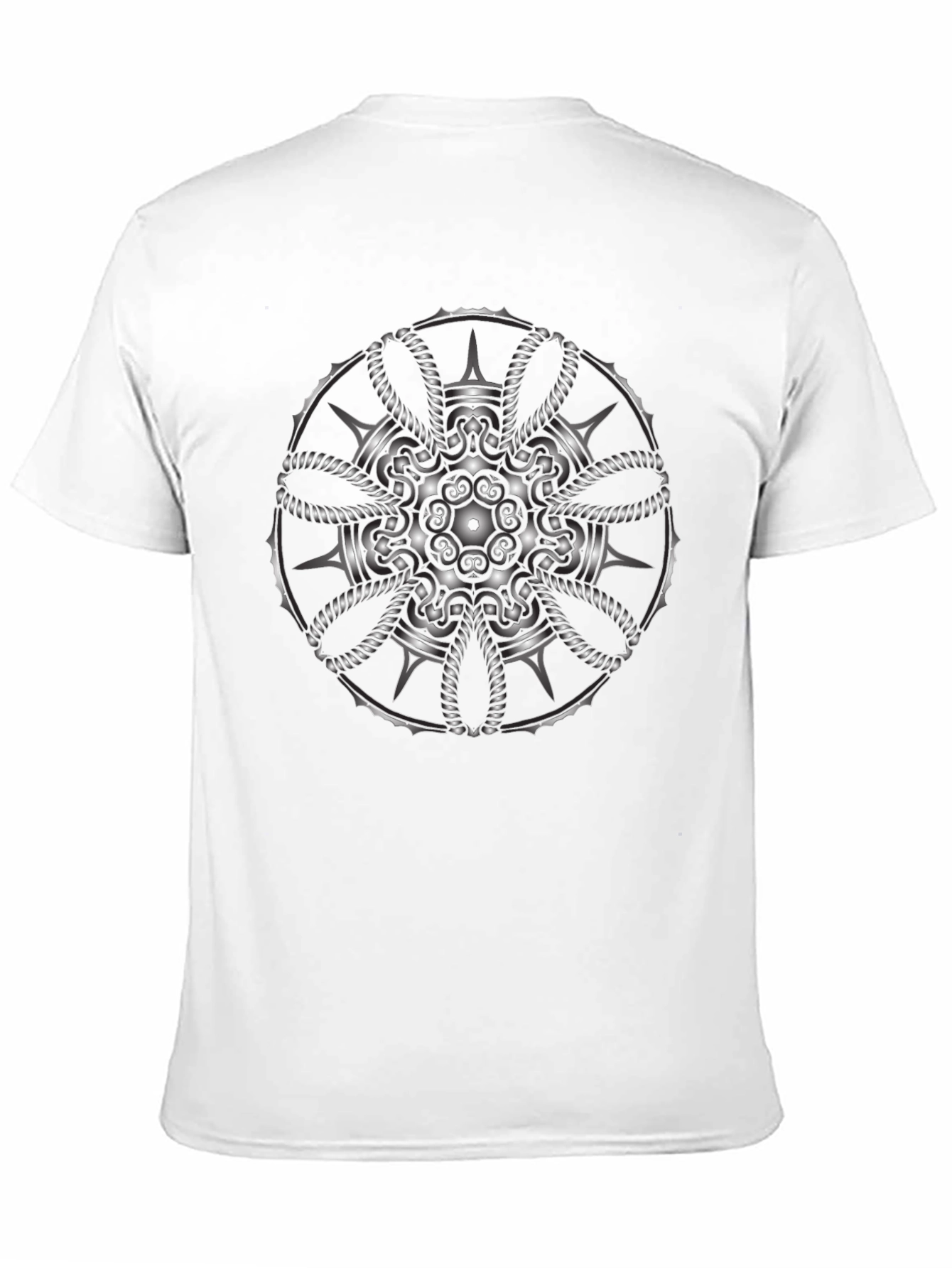 Black T-Shirt with Silver Mandala Design