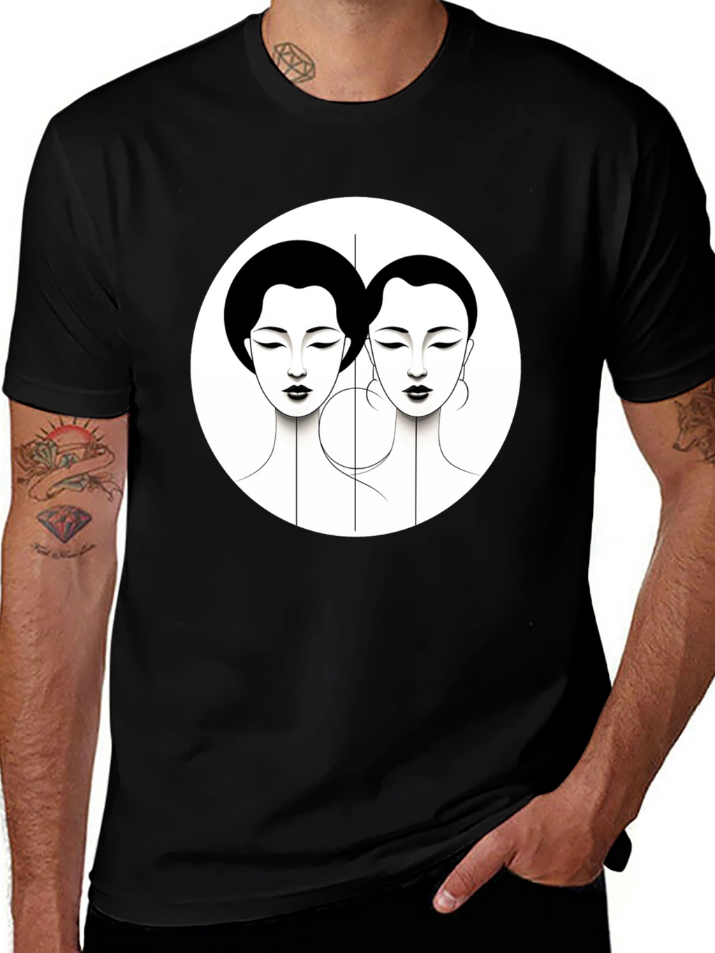 Art Deco Ladies Graphic Tee - Black Unisex T-Shirt