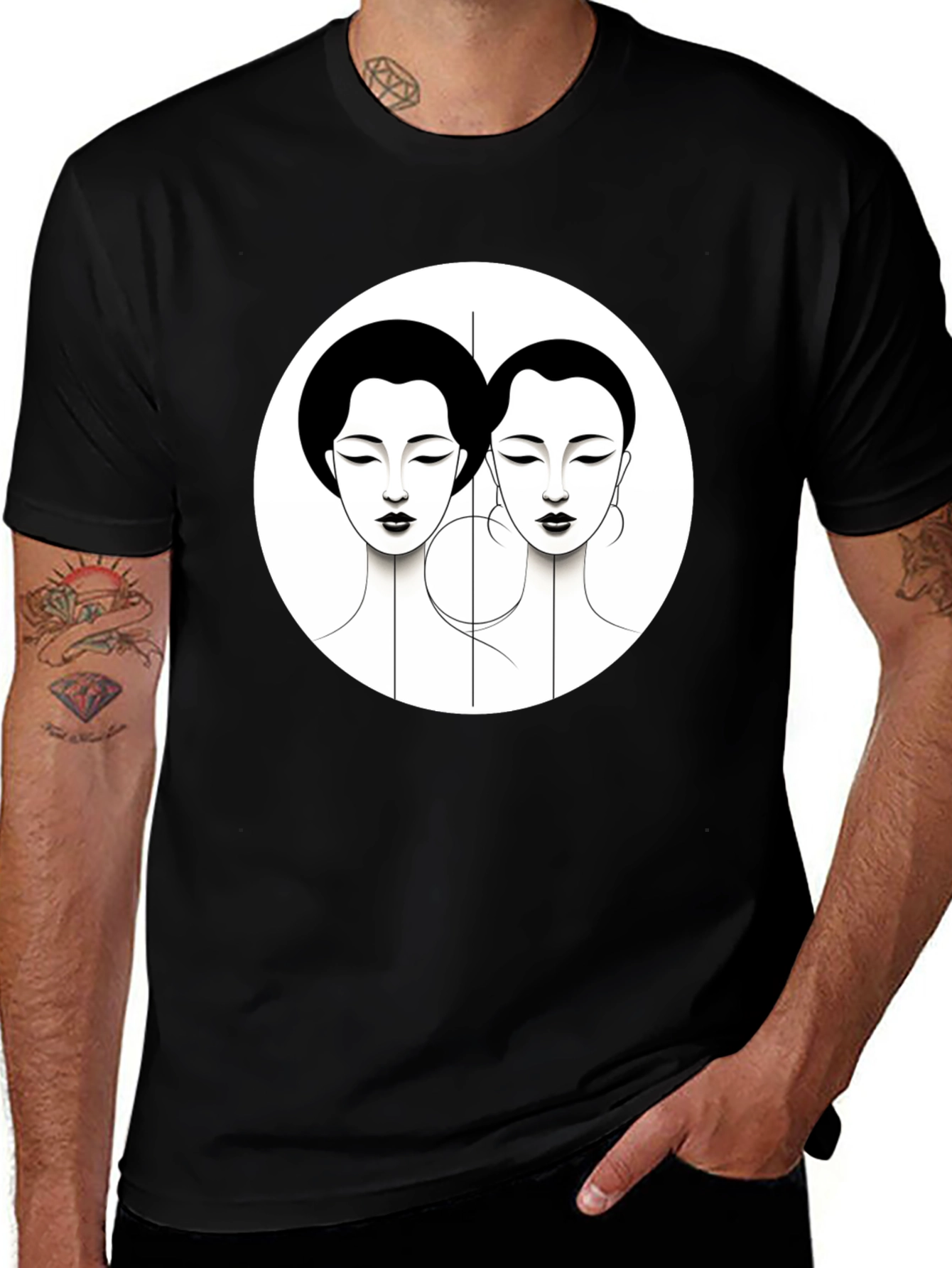 Art Deco Ladies Graphic Tee - Black Unisex T-Shirt