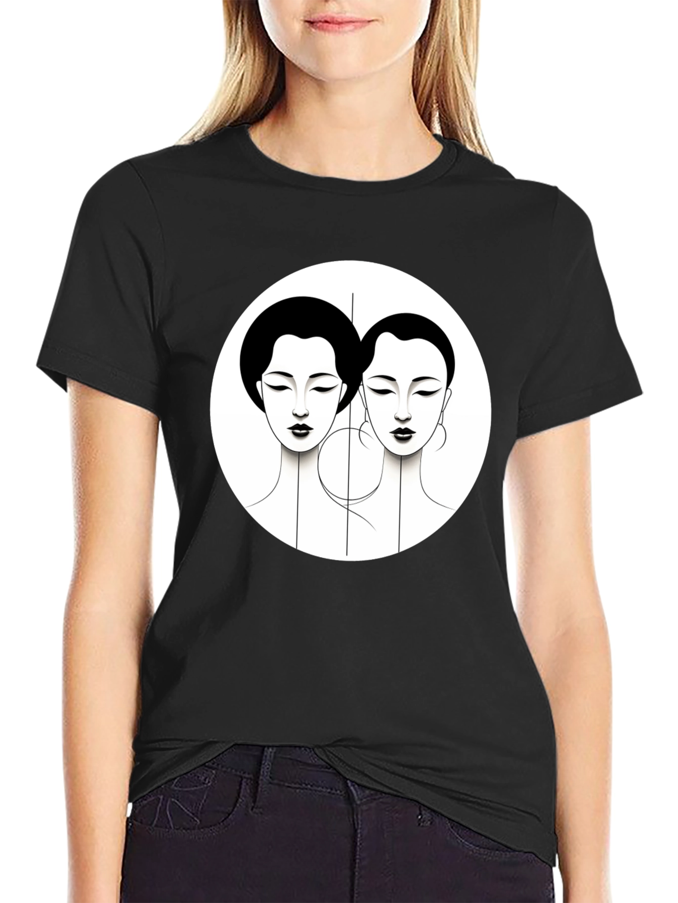 Art Deco Ladies Graphic Tee - Black Unisex T-Shirt