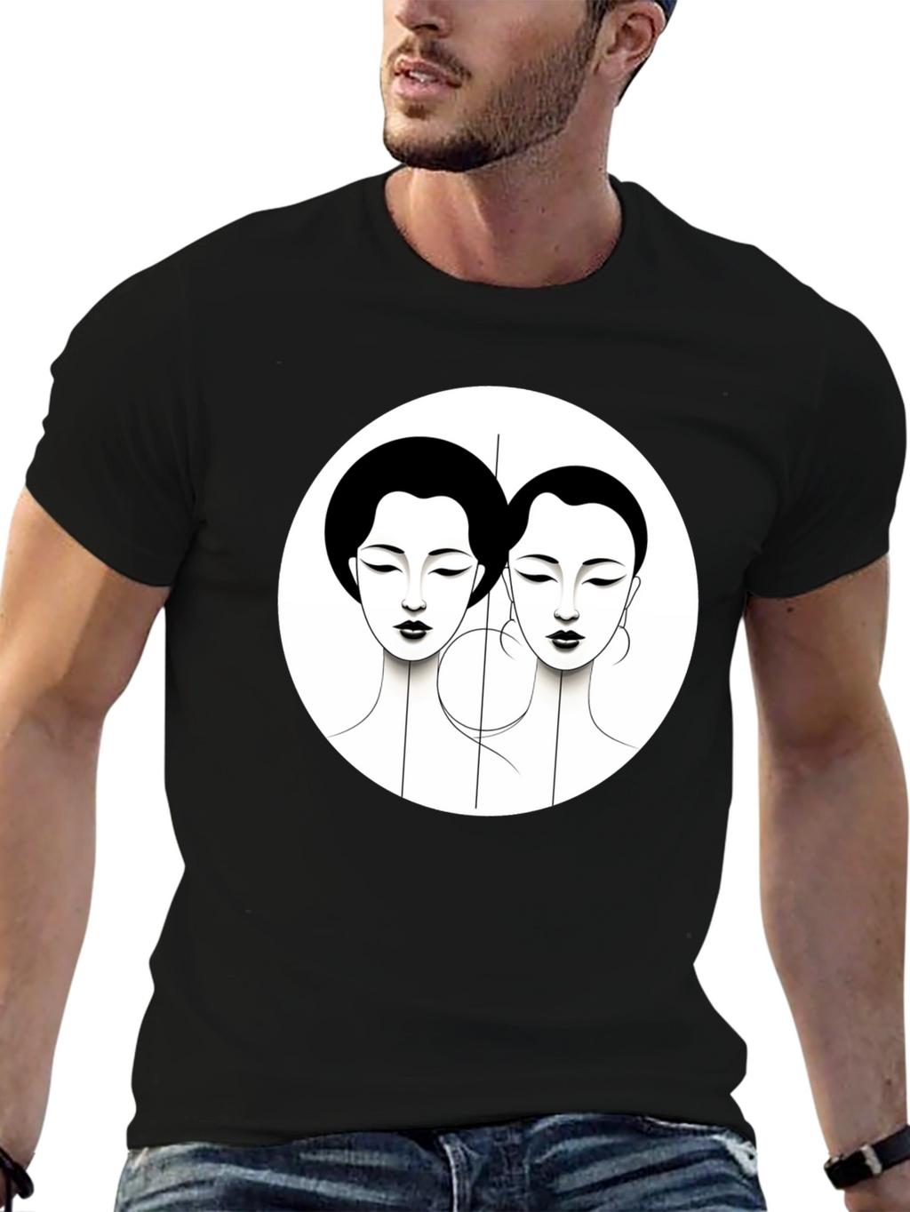 Art Deco Ladies Graphic Tee - Black Unisex T-Shirt