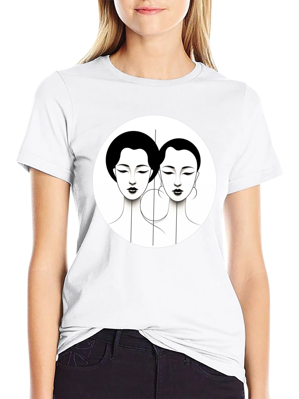 Art Deco Ladies Graphic Tee - Black Unisex T-Shirt