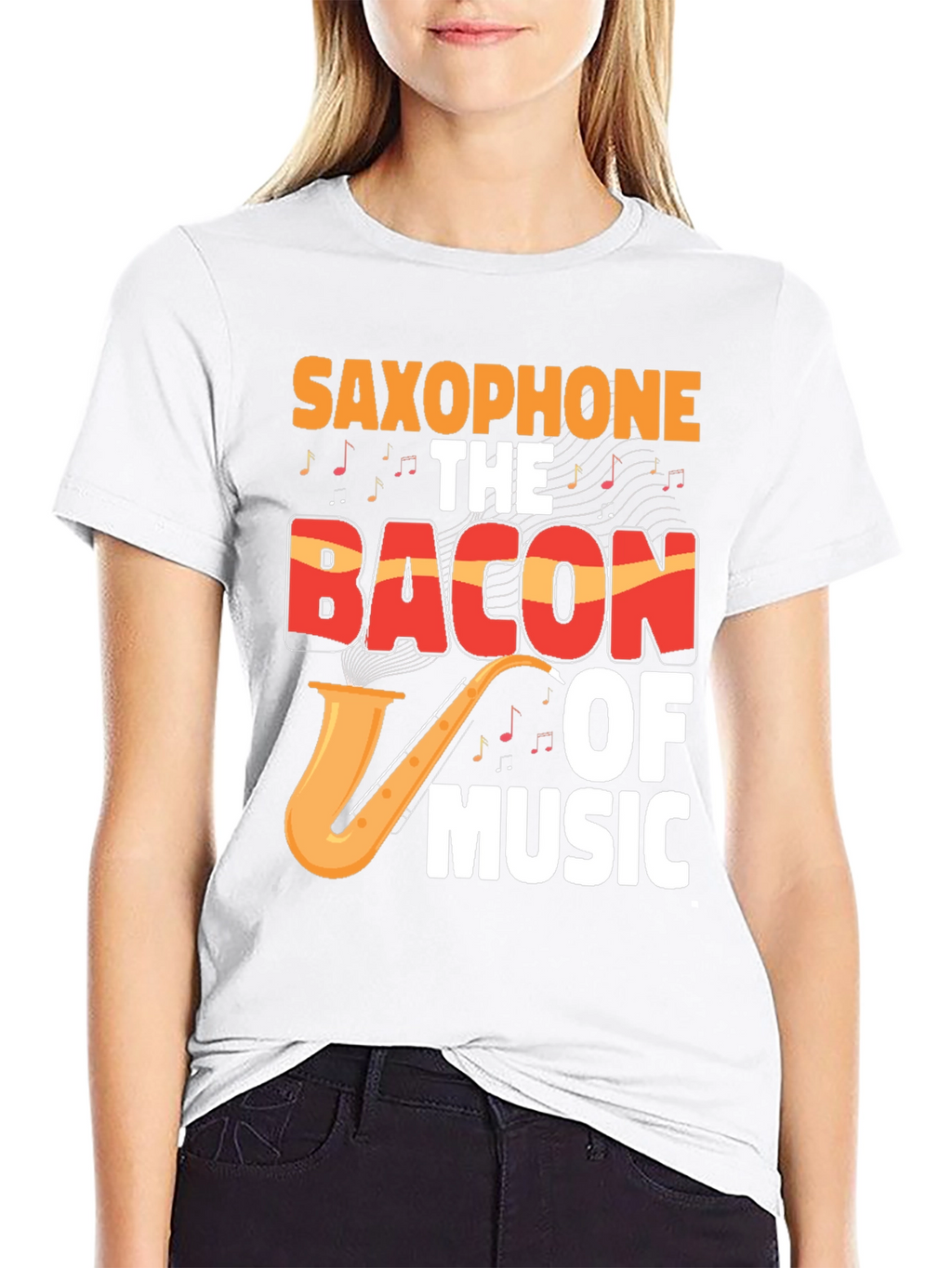 Saxophone Bacon of Music Graphic T-Shirt