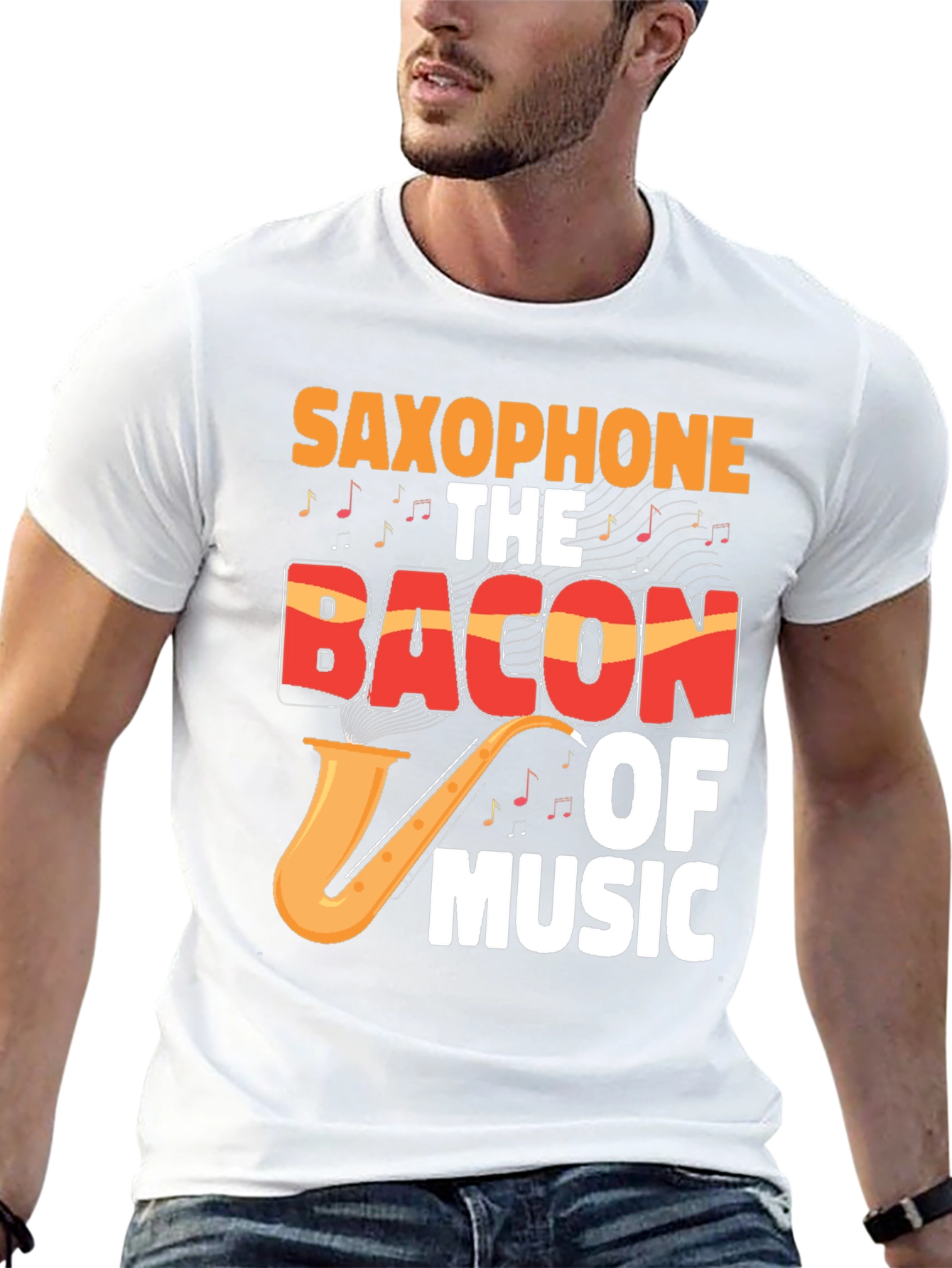 Saxophone Bacon of Music Graphic T-Shirt
