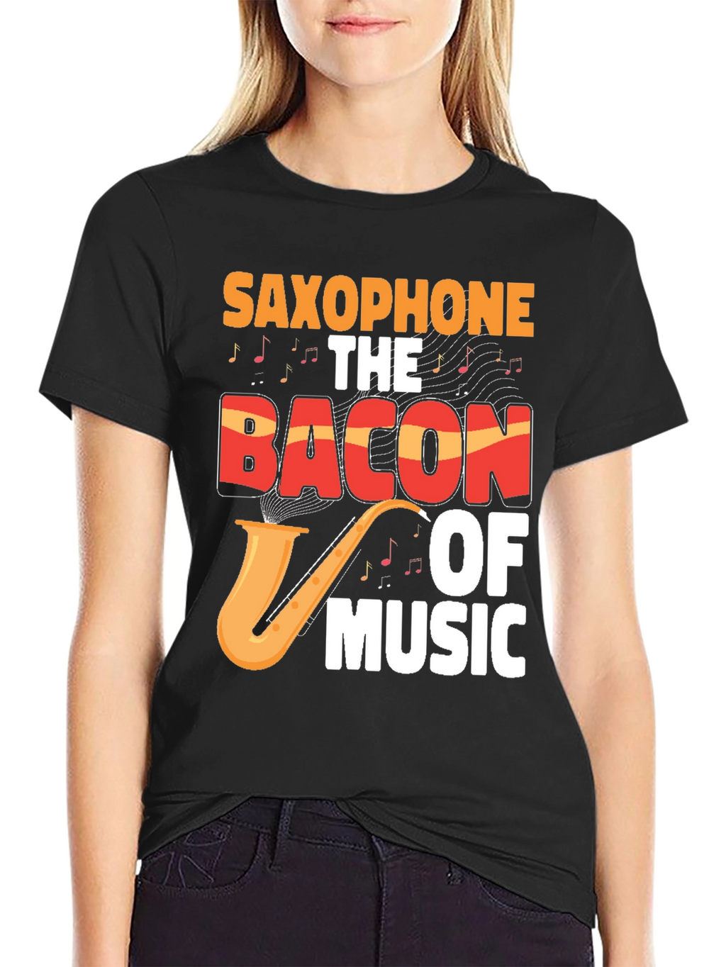 Saxophone Bacon of Music Graphic T-Shirt