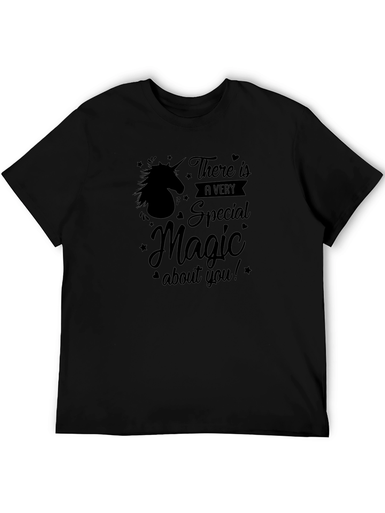 Unicorn Magic Graphic Tee - Black Cotton Shirt