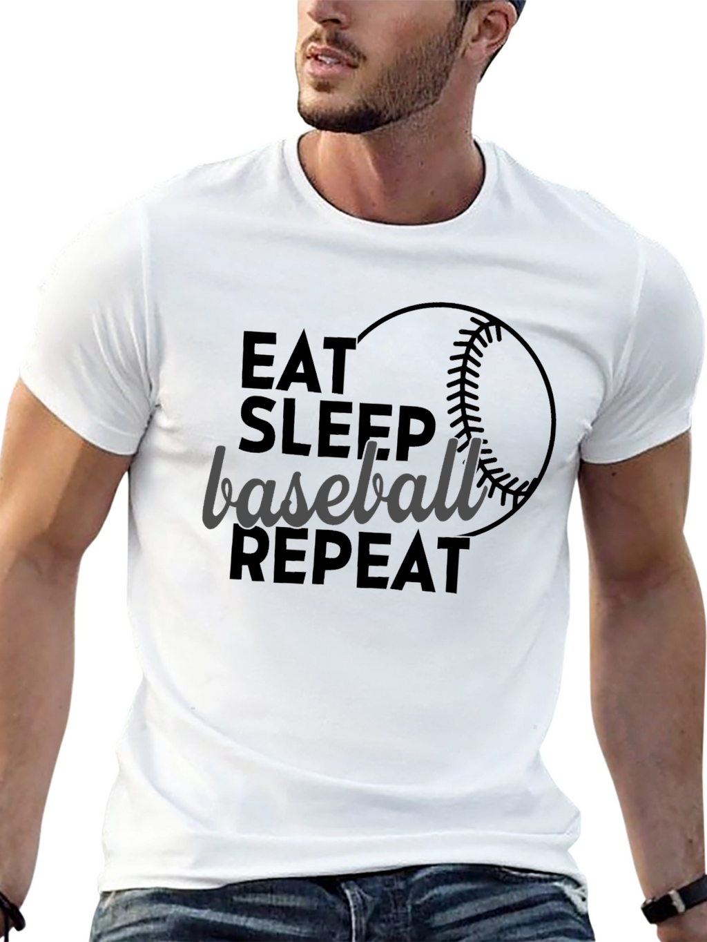 Eat Sleep Baseball Repeat Graphic Tee