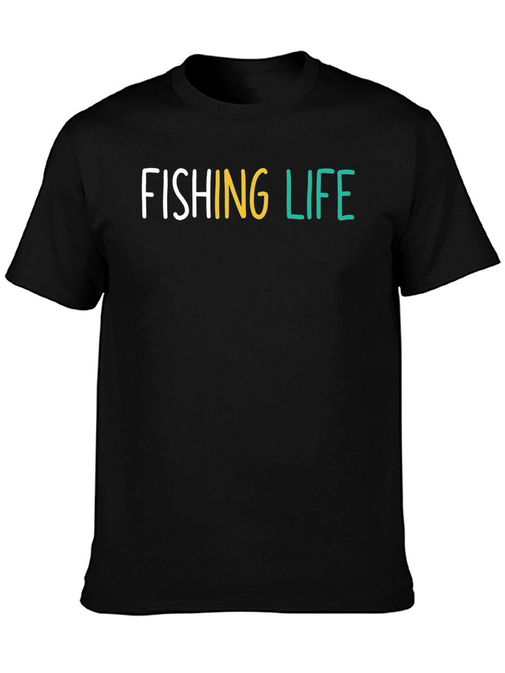 Fishing Life Graphic Tee - Black Cotton T-Shirt