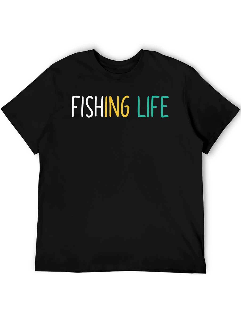 Fishing Life Graphic Tee - Black Cotton T-Shirt