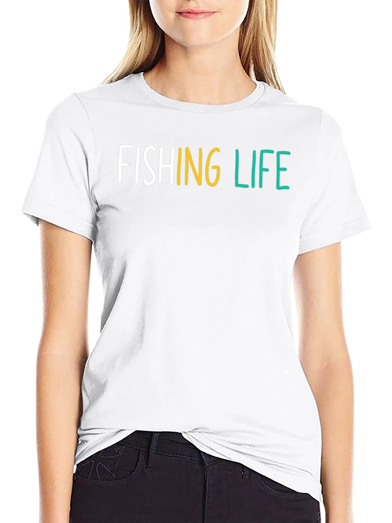 Fishing Life Graphic Tee - Black Cotton T-Shirt